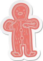 cartoon sticker of a gingerbread man vector