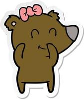 sticker of a female bear cartoon vector