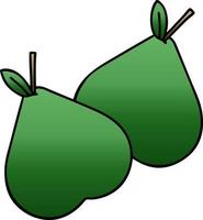 gradient shaded cartoon pears vector