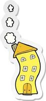 sticker of a funny cartoon house vector