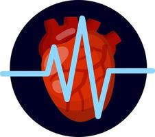 Flat long shadow heart beat icon vector