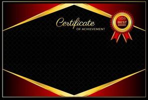 Golden red gradient elegant certificate template design vector