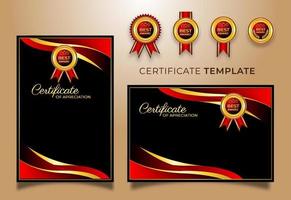 elegante conjunto de diseño de plantilla de certificado premium rojo y negro vector