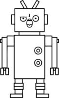 line drawing cartoon angry robot vector