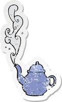 retro distressed sticker of a cartoon teapot vector