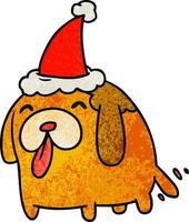 christmas textured cartoon of kawaii dog vector