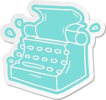 cartoon sticker of old school typewriter vector