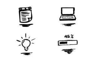 Vector set of business idea icons with hand drawing style. hand draw icon using black and white color scheme