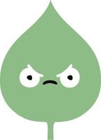 flat color retro cartoon expressional leaf vector