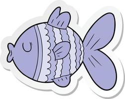 sticker of a cartoon fish vector