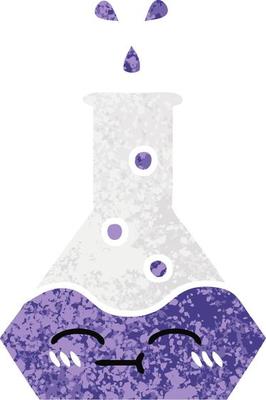 retro illustration style cartoon science beaker