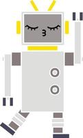 flat color retro cartoon robot vector