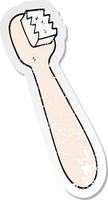 distressed sticker of a cartoon toothbrush vector