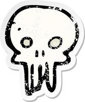 retro distressed sticker of a cartoon spooky skull symbol vector