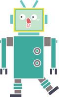 flat color retro cartoon robot vector