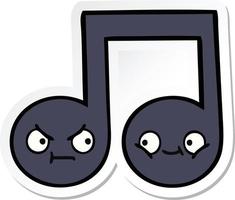 sticker of a cute cartoon musical note vector