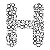 Alphabet letter h with dot style for coloring book vector