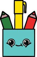 cute cartoon pencil pot vector