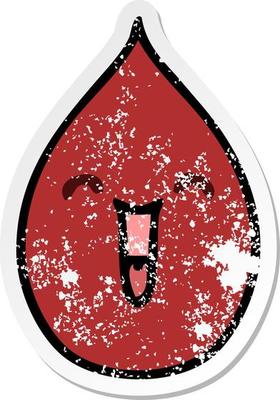 distressed sticker of a quirky hand drawn cartoon emotional blood drop