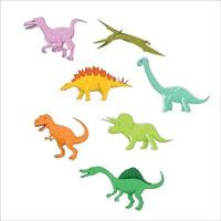conjunto de ilustración de vector de dinosaurio. velociraptor, tiranosaurio, triceratops, brontosaurio, estegosaurio.