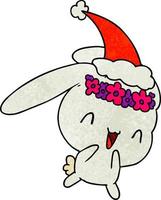 christmas textured cartoon of kawaii rabbit vector