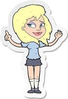 sticker of a cartoon woman with idea vector