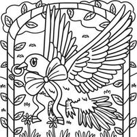 Wedding Dove Carrying Ring Coloring Page for Kids vector