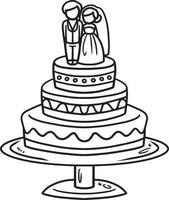 pastel de bodas aislado página para colorear para niños vector