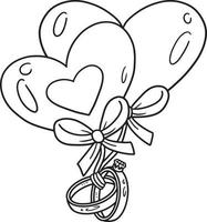 Wedding Ring Tied To Heart Isolated Coloring vector