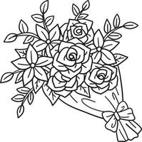 Bouquet Of Flower Isolated Coloring Page for Kids vector