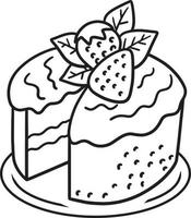 Cake and Wine Isolated Coloring Page for Kids vector