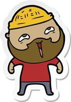 sticker of a cartoon happy bearded man vector