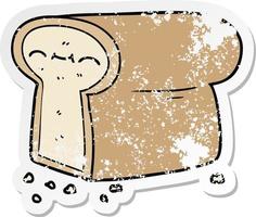 distressed sticker of a cartoon loaf of bread vector