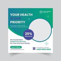 Medical Social Media Post Template, Editable Healthcare Social Media Banner Template. Social media post design template free vector Free Vector