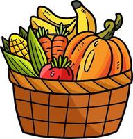 Vegetables in the Basket Cartoon Colored Clipart vector