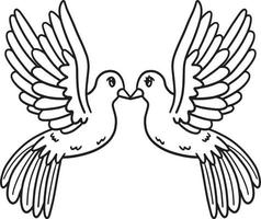 Kissing Dove Isolated Coloring Page for Kids vector