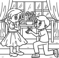 Wedding Proposal Coloring Page for Kids vector