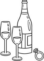 Glass of Wine, Ring Isolated Coloring Page vector