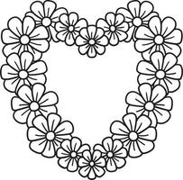 Heart Flower Isolated Coloring Page for Kids vector