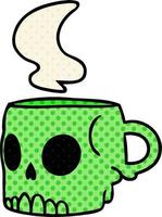 cartoon doodle of a skull mug vector