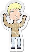 retro distressed sticker of a cartoon anxious man vector