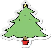 sticker of a cartoon christmas tree vector