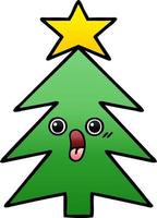 gradient shaded cartoon christmas tree vector