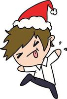 christmas cartoon of kawaii boy vector