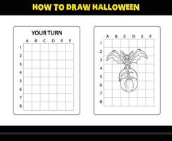 How to draw Halloween for kids. Halloween drawing skill coloring page for kids. vector