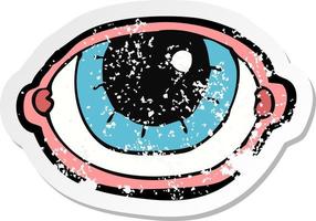 retro distressed sticker of a cartoon staring eye vector