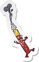 retro distressed sticker of a cartoon pen character vector