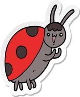 sticker of a cute cartoon ladybug vector