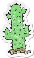 retro distressed sticker of a cartoon cactus vector