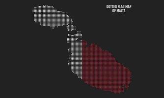 mapa de bandera punteada de estilo punteado de semitono de malta vector